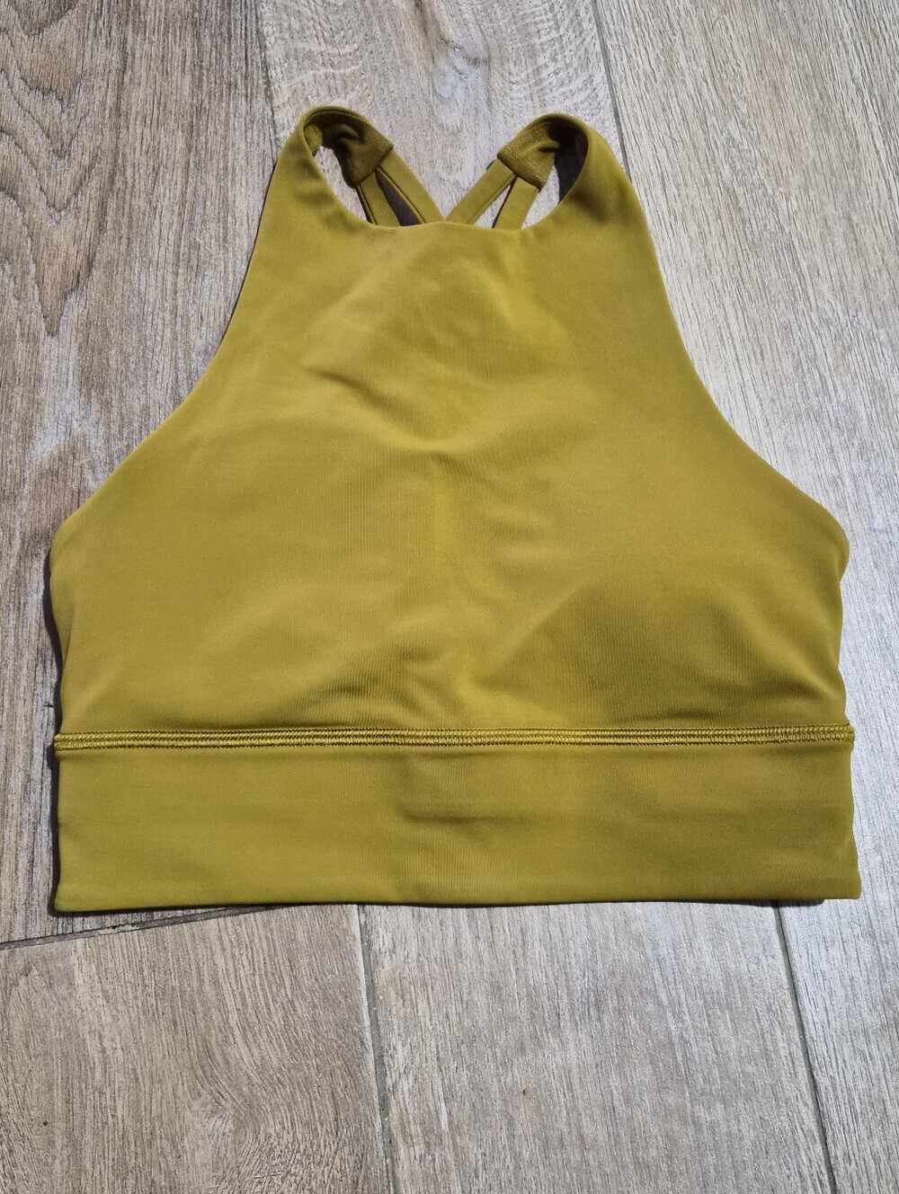 Lululemon Energy High Neck Longline Mustard Yellow Bra Size 4 - Picture 3 of 8